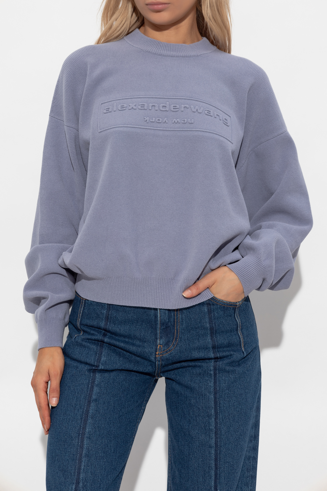 23ss alexander wang ベロアトップス パープル Alexander Wang Sweater with embossed logo | Women's | Vitkac